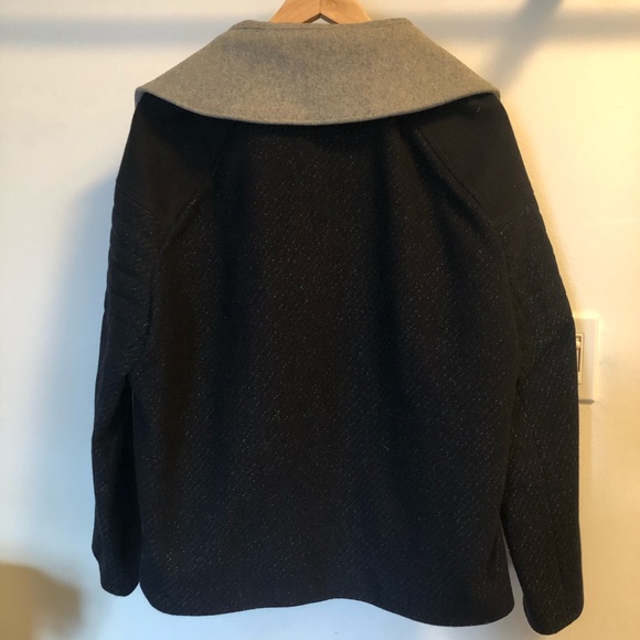 Wool Moto-style jacket with blue collar - Picture 4 of 6